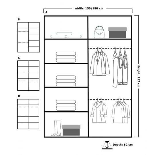 ROYAL WARDROBE 150cm/203cm/250cm