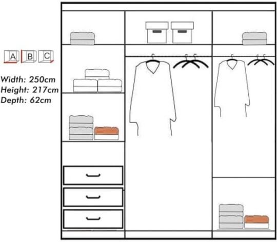 ROYAL WARDROBE 150cm/203cm/250cm