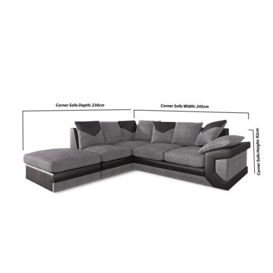 Dino Corner Sofa Black/Grey