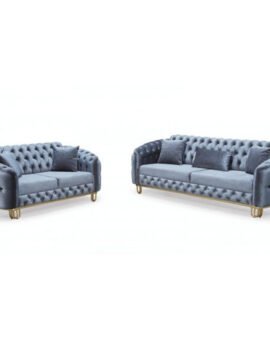 Lux Grey Chesterfield Sofa Set