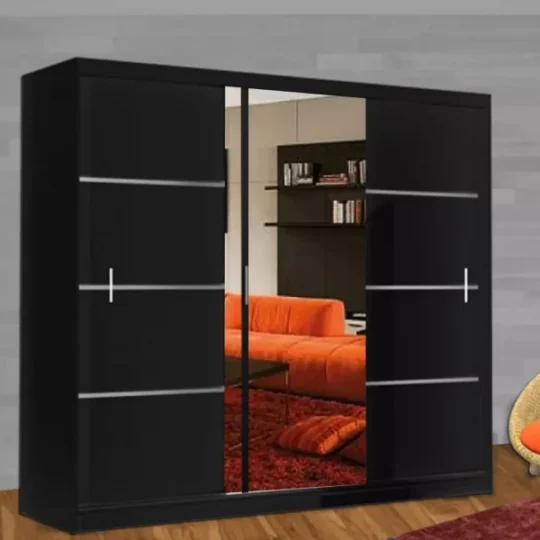 VISION BLACK WARDROBE 250CM