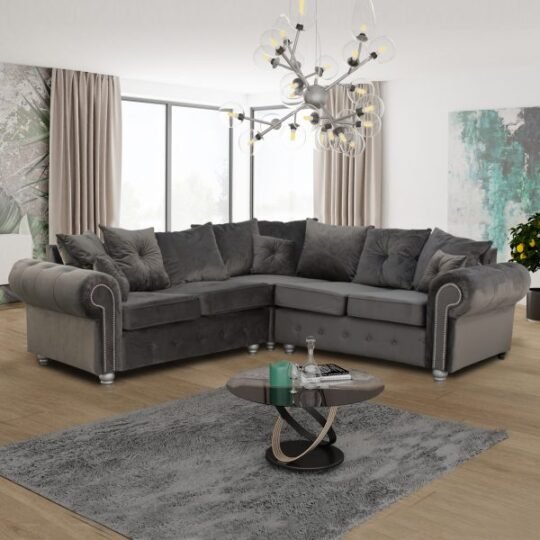 ASHWIN GREY CORNER SOFA