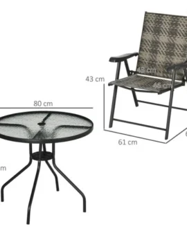 4-Seater Rattan Dining Set Garden Dining Set with Folding Armchairs