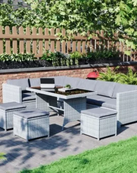 Garden Vida Belgrave 9 Seater Rattan Set Grey