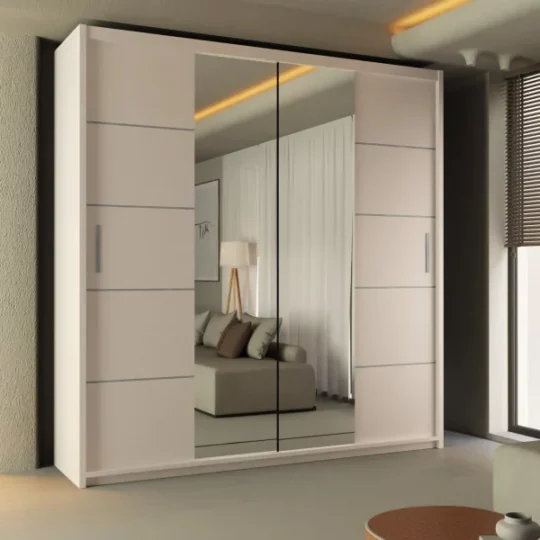 LISBON SLIDING DOOR WARDROBE WHITE 120cm/150cm/180cm/203cm